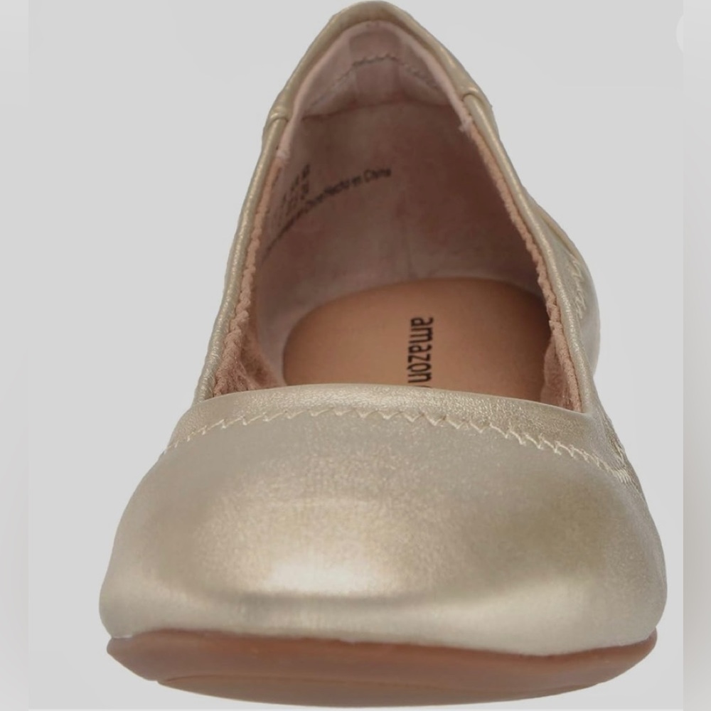 Amazon Essentials Gold Vegan Metallic Sparkle Leather Ballet Flats Size 7 - Picture 5 of 6